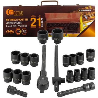 Inny producent KLUCZE nasadki udarowe 3/4' 21el TIR Zestaw narzędzi 17-50mm 12-kątne Inny producent KLUCZE nasadki udarowe 3/4' 21el TIR Zestaw narzędzi 17-50mm 12-kątne
