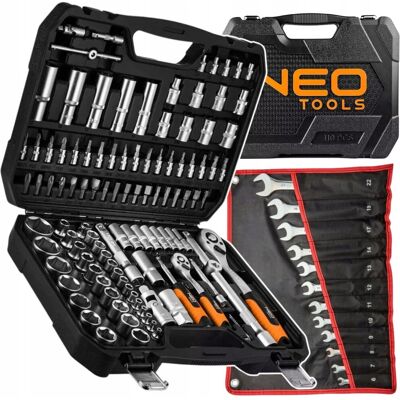 GTX Poland Klucze Nasadowe 110 el. 1/4 1/2 Walizka + Klucze Płasko Oczkowe 12 szt. NEO TOOLS GTX Poland Klucze Nasadowe 110 el. 1/4 1/2 Walizka + Klucze Płasko Oczkowe 12 szt. NEO TOOLS