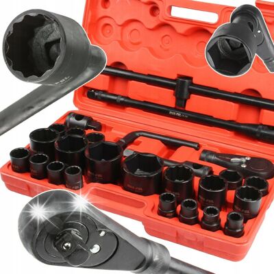 Inny producent KLUCZE NASADOWE NASADKI UDAROWE ZESTAW TIR 3/4''+1 6-kątne & 12-kątne 26el Inny producent KLUCZE NASADOWE NASADKI UDAROWE ZESTAW TIR 3/4''+1 6-kątne & 12-kątne 26el