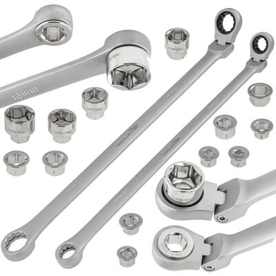 Falcon KLUCZE OCZKOWE DŁUGIE GRZECHOTKĄ ŁAMANE NA PRZEGUBIE 8-24MM POKRĘTŁO 15 EL. Falcon KLUCZE OCZKOWE DŁUGIE GRZECHOTKĄ ŁAMANE NA PRZEGUBIE 8-24MM POKRĘTŁO 15 EL.