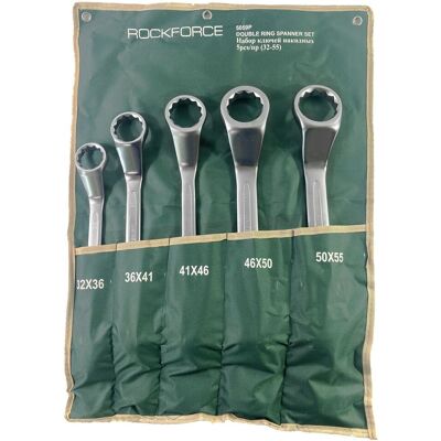 Rockforce Klucze oczkowe odgięte Zestaw 5 el. 32-55 mm CrV Rockforce Klucze oczkowe odgięte Zestaw 5 el. 32-55 mm CrV