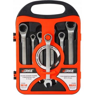 nieznany producent KLUCZE PŁASKIE PŁASKO OCZKOWE KLUCZ Z GRZECHOTKĄ ZESTAW KLUCZY 8-19mm 7el nieznany producent KLUCZE PŁASKIE PŁASKO OCZKOWE KLUCZ Z GRZECHOTKĄ ZESTAW KLUCZY 8-19mm 7el