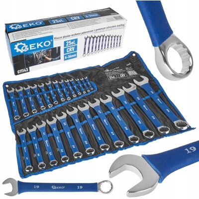 Geko KLUCZE PŁASKO-OCZKOWE 6-36mm ZESTAW KLUCZY PŁASKO OCZKOWYCH ETUI POKROWIEC Geko KLUCZE PŁASKO-OCZKOWE 6-36mm ZESTAW KLUCZY PŁASKO OCZKOWYCH ETUI POKROWIEC