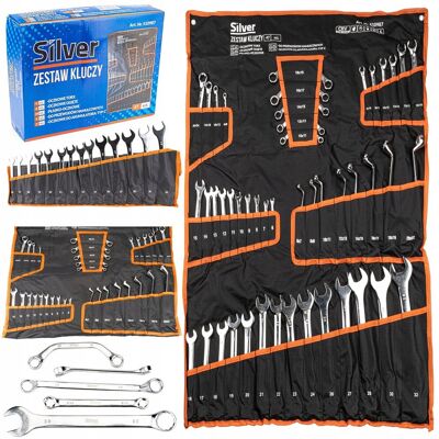 Silvertools Kucze płasko-oczkowe, oczkowe odgięte, otwarte, Torx, zestaw kluczy 47 el. Silvertools Kucze płasko-oczkowe, oczkowe odgięte, otwarte, Torx, zestaw kluczy 47 el.
