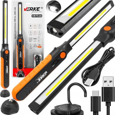 Verke LAMPKA WARSZTATOWA ROBOCZA LED COB LATARKA AKUMULATOROWA Z MAGNESEM HAK USB Verke LAMPKA WARSZTATOWA ROBOCZA LED COB LATARKA AKUMULATOROWA Z MAGNESEM HAK USB