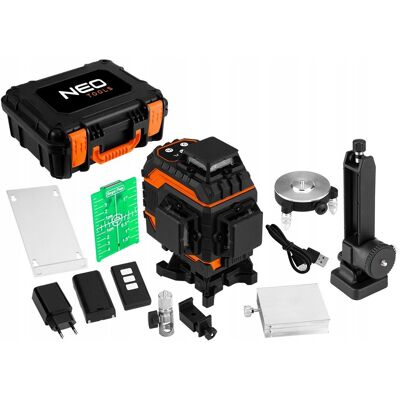 GTX Poland NEO TOOLS, Laser 3D, 12 linii, zielony, walizka, tarcza celownicza, magnetyczny uchwyt, ładowarka, 75-140 GTX Poland NEO TOOLS, Laser 3D, 12 linii, zielony, walizka, tarcza celownicza, magnetyczny uchwyt, ładowarka, 75-140