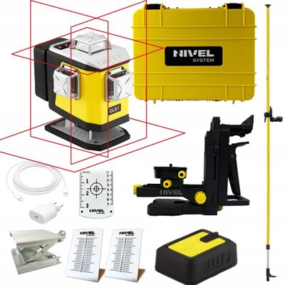 LASER KRZYŻOWY NIVEL SYSTEM CL5R SPADKI CZERWONA WIĄZKA BT 4x360°+TYCZKA LASER KRZYŻOWY NIVEL SYSTEM CL5R SPADKI CZERWONA WIĄZKA BT 4x360°+TYCZKA