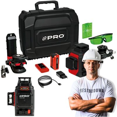 Laser Krzyżowy Wieloliniowy Pro AQ3DG Zielona Wiązka Zestaw PLUS 360° Laser Krzyżowy Wieloliniowy Pro AQ3DG Zielona Wiązka Zestaw PLUS 360°
