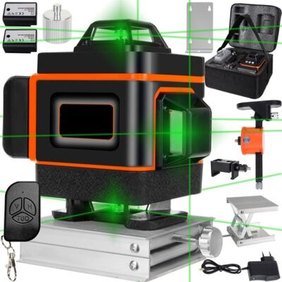 SunTrade Laser Poziomica Laserowa Krzyżowy Budowlany 16 linii 360 stopni 4D Zielony SunTrade Laser Poziomica Laserowa Krzyżowy Budowlany 16 linii 360 stopni 4D Zielony
