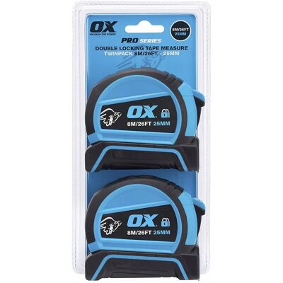 Miara taśmowa OX Tools Pro z podwójnym automatycznym blokadą - 8m / 26ft - Miara Miara taśmowa OX Tools Pro z podwójnym automatycznym blokadą - 8m / 26ft - Miara