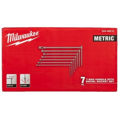 MILWAUKEE KLUCZ NASADOWY Z PRZEGUBEM TYP T ZESTAW 7szt. MILWAUKEE KLUCZ NASADOWY Z PRZEGUBEM TYP T ZESTAW 7szt.