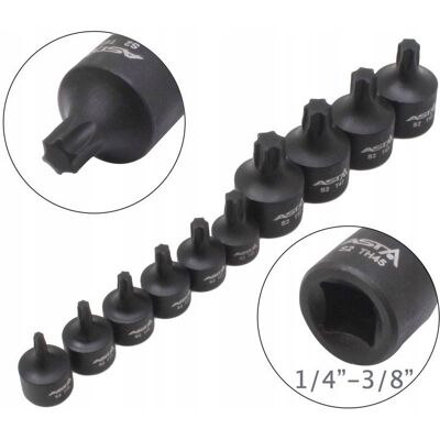 ASTA Nasadki Udarowe Niskie – Torx 1/4” - 3/8” Na Szynie ASTA Nasadki Udarowe Niskie – Torx 1/4” - 3/8” Na Szynie