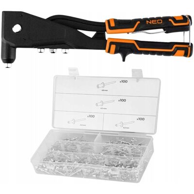 NEO TOOLS Neo Mocna Nitownica Ręczna Korpus Aluminiowy + Nity Zrywalne 400 Szt. NEO TOOLS Neo Mocna Nitownica Ręczna Korpus Aluminiowy + Nity Zrywalne 400 Szt.