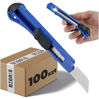 Begris Nóż do Tapet Plastikowy 18mm Ostrze Łamane Mały Nożyk Tapicerski 100 Szt Begris Nóż do Tapet Plastikowy 18mm Ostrze Łamane Mały Nożyk Tapicerski 100 Szt