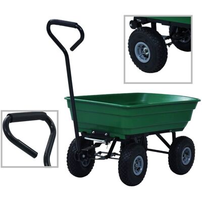 vidaXL Ogrodowy wózek ręczny z wywrotką, 300 kg, 75 L, zielony vidaXL Ogrodowy wózek ręczny z wywrotką, 300 kg, 75 L, zielony