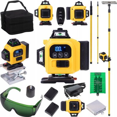 Linbox POZIOMICA LASEROWA 360° LASER KRZYŻOWY 4D ZESTAW WALIZKA + TYCZKA Linbox POZIOMICA LASEROWA 360° LASER KRZYŻOWY 4D ZESTAW WALIZKA + TYCZKA