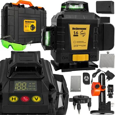 Poziomica laserowa Heckermann 360 laser krzyżowy 16 linii SPL016 + Okulary Poziomica laserowa Heckermann 360 laser krzyżowy 16 linii SPL016 + Okulary