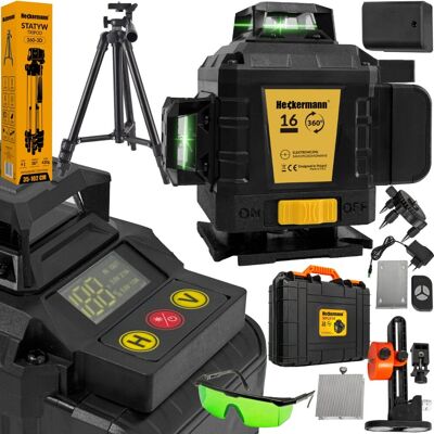 Poziomica laserowa Heckermann 360 laser krzyżowy 16 linii SPL016 + Tripod + Okulary Poziomica laserowa Heckermann 360 laser krzyżowy 16 linii SPL016 + Tripod + Okulary