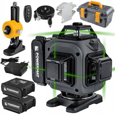 Powermat POZIOMICA LASEROWA LASER KRZYŻOWY ZIELONY SAMOPOZIOMUJĄCA 4D 360° 16 LINII Powermat POZIOMICA LASEROWA LASER KRZYŻOWY ZIELONY SAMOPOZIOMUJĄCA 4D 360° 16 LINII