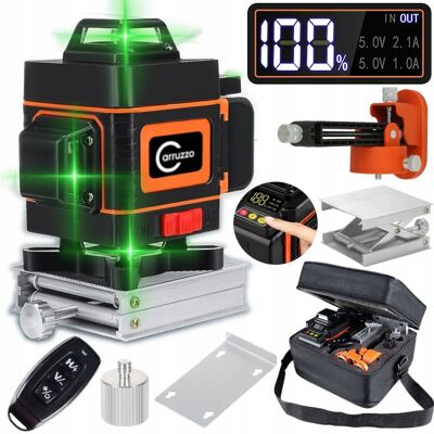 Gotel Poziomica LASEROWA PŁASZCZYZNOWA 360° LASER KRZYŻOWY 4D ZESTAW + AKCESORIA Gotel Poziomica LASEROWA PŁASZCZYZNOWA 360° LASER KRZYŻOWY 4D ZESTAW + AKCESORIA