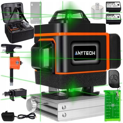 Poziomica Laserowa Płaszczyznowa 4D Anytech Zielony Laser Krzyżowy 360° Poziomica Laserowa Płaszczyznowa 4D Anytech Zielony Laser Krzyżowy 360°