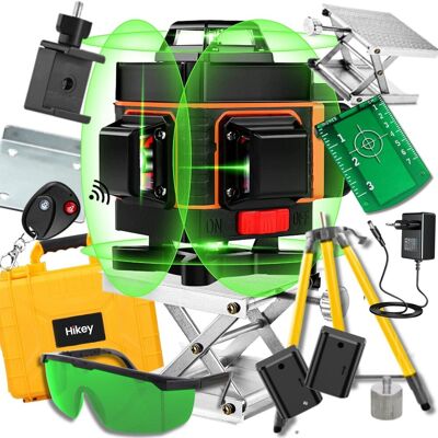 Hikey Polska POZIOMICA LASEROWA PŁASZCZYZNOWA LASER KRZYŻOWY + STATYW + 2 BATERIE 4D Hikey Polska POZIOMICA LASEROWA PŁASZCZYZNOWA LASER KRZYŻOWY + STATYW + 2 BATERIE 4D