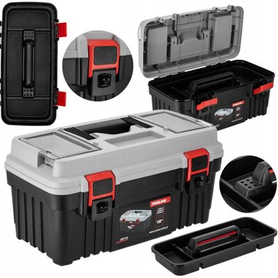 PROLINE SKRZYNKA NARZĘDZIOWA Z 2 KLAMRAMI 18 CALI 470x256x238mm TACKA 35773 PROLINE SKRZYNKA NARZĘDZIOWA Z 2 KLAMRAMI 18 CALI 470x256x238mm TACKA 35773