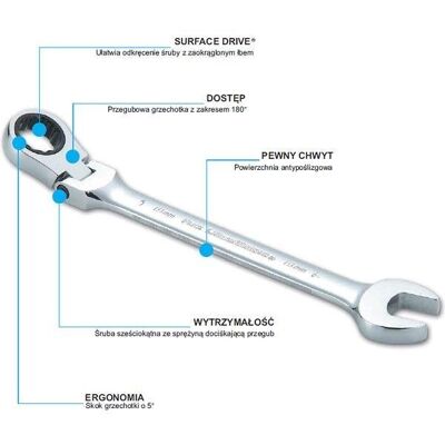 sata klucz płasko-oczkowy 17mm z grzechotką łamany sata klucz płasko-oczkowy 17mm z grzechotką łamany