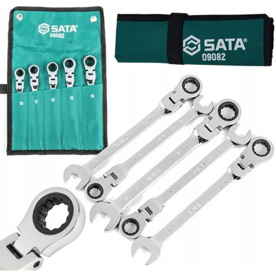 Sata Zestaw 5 Szt Kluczy Płasko-Oczkowych Łamanych Z Grzechotką St09082Sj Sata Zestaw 5 Szt Kluczy Płasko-Oczkowych Łamanych Z Grzechotką St09082Sj