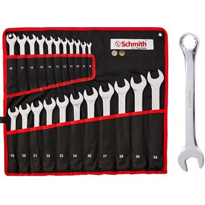 SCHMITH ZESTAW KLUCZE PŁASKO OCZKOWE 22szt. 8-32mm SCHMITH ZESTAW KLUCZE PŁASKO OCZKOWE 22szt. 8-32mm