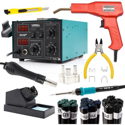Techrebal Spawarka Yihua 852D+ Zszywacz do plastiku + 200 zszywek, nożyk, szczypce + spoiwa Techrebal Spawarka Yihua 852D+ Zszywacz do plastiku + 200 zszywek, nożyk, szczypce + spoiwa