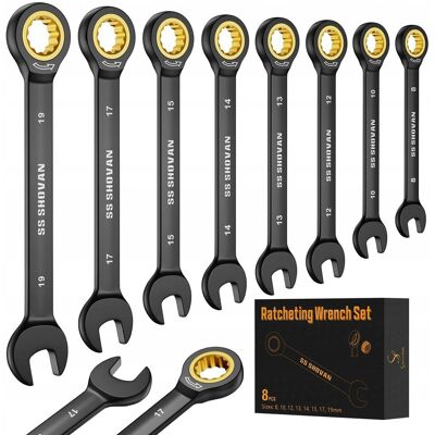 Inny producent SS SHOVAN Zestaw Kluczy Grzechotkowych 8-19mm Cr-V z Etui 72 Zęby Inny producent SS SHOVAN Zestaw Kluczy Grzechotkowych 8-19mm Cr-V z Etui 72 Zęby