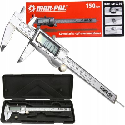 MAR-POL Suwmiarka Metalowa Elektroniczna Cyfrowa Lcd 150mm 0,001mm Etui M15239 MAR-POL Suwmiarka Metalowa Elektroniczna Cyfrowa Lcd 150mm 0,001mm Etui M15239