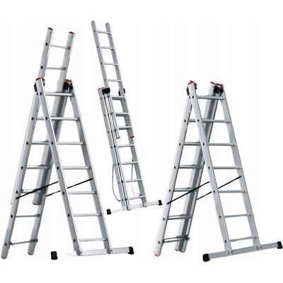 HIGHER Drabina aluminiowa wielofunkcyjna 3x12 na schody PRO + GRATIS ABIKO HIGHER Drabina aluminiowa wielofunkcyjna 3x12 na schody PRO + GRATIS ABIKO