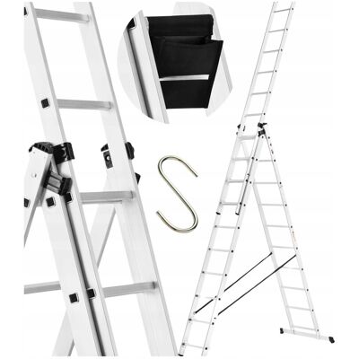HIGHER Drabina aluminiowa 3x8 wielofunkcyjna na schody 6,48m 150kg + GRATIS ABIKO HIGHER Drabina aluminiowa 3x8 wielofunkcyjna na schody 6,48m 150kg + GRATIS ABIKO