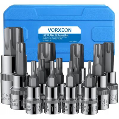 Inny producent VORXEON Zestaw Kluczy Nasadowych TX 13 Sztuk Stal S2 Do Śrub Gwiazdkowych Inny producent VORXEON Zestaw Kluczy Nasadowych TX 13 Sztuk Stal S2 Do Śrub Gwiazdkowych