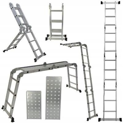 Inny producent WIELOFUNKCYJNA DRABINA ALUMINIOWA PRZEGUBOWA 4x3 Z PODESTEM Inny producent WIELOFUNKCYJNA DRABINA ALUMINIOWA PRZEGUBOWA 4x3 Z PODESTEM