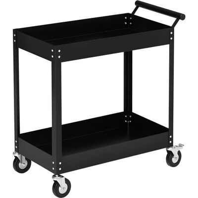 Wózek warsztatowy DURHAND 2-poziomowy, pusty wózek narzędziowy, wózek transportowy, uchwyt boczny, 4 koła, stal, nośność do 150 kg, 84,5 x 38 x 84 c.. Wózek warsztatowy DURHAND 2-poziomowy, pusty wózek narzędziowy, wózek transportowy, uchwyt boczny, 4 koła, stal, nośność do 150 kg, 84,5 x 38 x 84 c..
