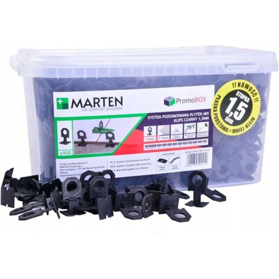 Zaciski/klipsy do poziomowania płytek Marten 900 szt. 1,5mm Zaciski/klipsy do poziomowania płytek Marten 900 szt. 1,5mm