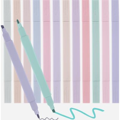 Inny producent Zakreślacze pastelowe 12 sztuk podwójna głowica fluorescencyjne markery Inny producent Zakreślacze pastelowe 12 sztuk podwójna głowica fluorescencyjne markery