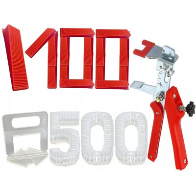 Spinel Trade Zestaw do poziomowania płytek LEVELING SYSTEM, 500 szt. - 1.5 mm klipsy kliny obcęgi do układania płytek fugowania montażu Spinel Trade Zestaw do poziomowania płytek LEVELING SYSTEM, 500 szt. - 1.5 mm klipsy kliny obcęgi do układania płytek fugowania montażu
