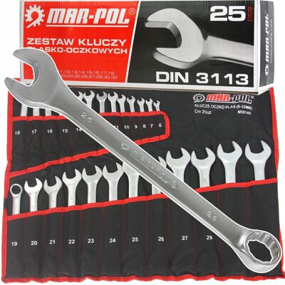 MAR-POL ZESTAW KLUCZE PŁASKO OCZKOWE 6-32mm PŁACHTA 25szt PR MAR-POL ZESTAW KLUCZE PŁASKO OCZKOWE 6-32mm PŁACHTA 25szt PR