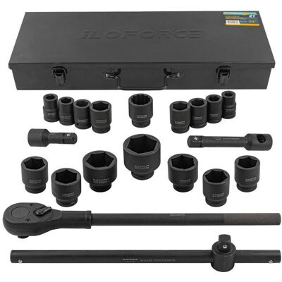 iLOforce Zestaw kluczy nasadowych udarowych nasadki 3/4 21 el 17-50mm 6-kątne 12-kąt iLOforce Zestaw kluczy nasadowych udarowych nasadki 3/4 21 el 17-50mm 6-kątne 12-kąt