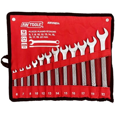 Zestaw kluczy płasko-oczkowych AWTOOLS, 12 szt Zestaw kluczy płasko-oczkowych AWTOOLS, 12 szt