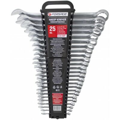 Zestaw komplet kluczy płasko-oczkowych klucze płasko-oczkowe 25el 6-32mm stal Cr-V FORSAGE Zestaw komplet kluczy płasko-oczkowych klucze płasko-oczkowe 25el 6-32mm stal Cr-V FORSAGE