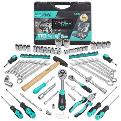 Inny producent Zestaw Komplet Narzędziowy narzędzi nasadki klucze bity 110el 1/4' 1/2' 5-32mm 6-kątnych MAMEDFORCE Inny producent Zestaw Komplet Narzędziowy narzędzi nasadki klucze bity 110el 1/4' 1/2' 5-32mm 6-kątnych MAMEDFORCE