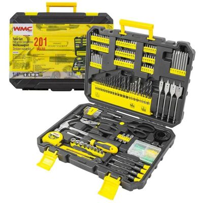 WMC Tools Zestaw komplet narzędziowy narzędzi wiertła bity nasadki klucze 201el. walizka WMC WMC Tools Zestaw komplet narzędziowy narzędzi wiertła bity nasadki klucze 201el. walizka WMC