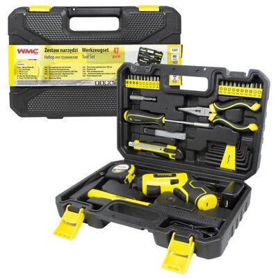 WMC Tools ZESTAW KOMPLET NARZĘDZIOWY Z WKRĘTARKĄ WKRĘTARKA BITY KLUCZE NARZĘDZIA 47EL WMC WMC Tools ZESTAW KOMPLET NARZĘDZIOWY Z WKRĘTARKĄ WKRĘTARKA BITY KLUCZE NARZĘDZIA 47EL WMC