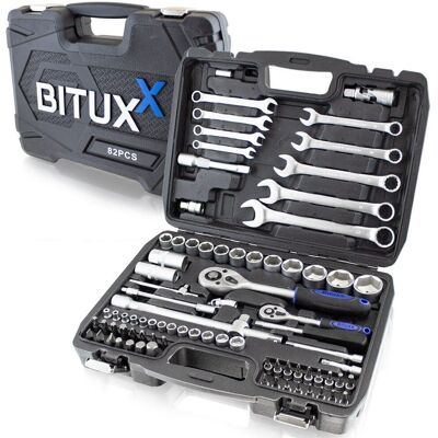 BITUXX Zestaw Narzędzi 82 Elementy Klucze Grzechotki Nasadki Adaptery Bity Klucze Z Grzechotką BITUXX Zestaw Narzędzi 82 Elementy Klucze Grzechotki Nasadki Adaptery Bity Klucze Z Grzechotką