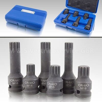 Inny producent Zestaw Narzędzi Klucze Udarowe Spline M14 M16 M18 XZN 1/2' BITUXX Inny producent Zestaw Narzędzi Klucze Udarowe Spline M14 M16 M18 XZN 1/2' BITUXX